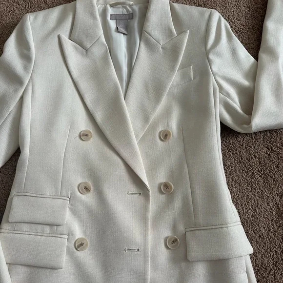 H&M Double-Breasted Cream Blazer Jacket -XS - Picture 4 of 10